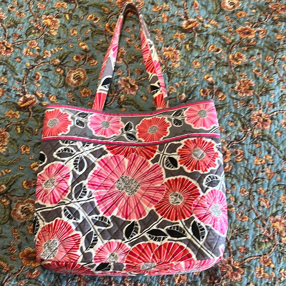 Vera Bradley Floral Tote Bag - Pink and Gray